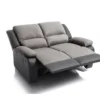 Canapé relax 2 places gris foncé avec repos-pieds déployés, modèle PIERRE, idéal pour un salon moderne et confortable.