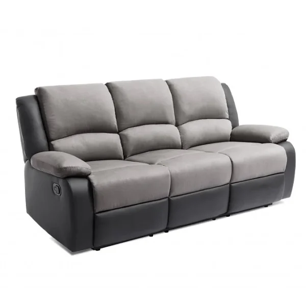 Canapé relax 3 places gris foncé avec accoudoirs, modèle PIERRE, design moderne et confortable.