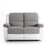 Canapé relax 2 places gris et blanc, modèle PIERRE, design contemporain pour un salon moderne.