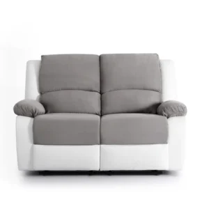 Canapé relax 2 places gris et blanc, modèle PIERRE, design contemporain pour un salon moderne.