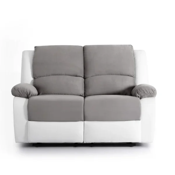 Canapé relax 2 places gris et blanc, modèle PIERRE, design contemporain pour un salon moderne.