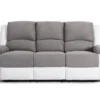 Canapé relax 3 places gris et blanc en simili cuir et microfibres, modèle PIERRE, offrant un design moderne et une assise confortable pour tous les physiques.